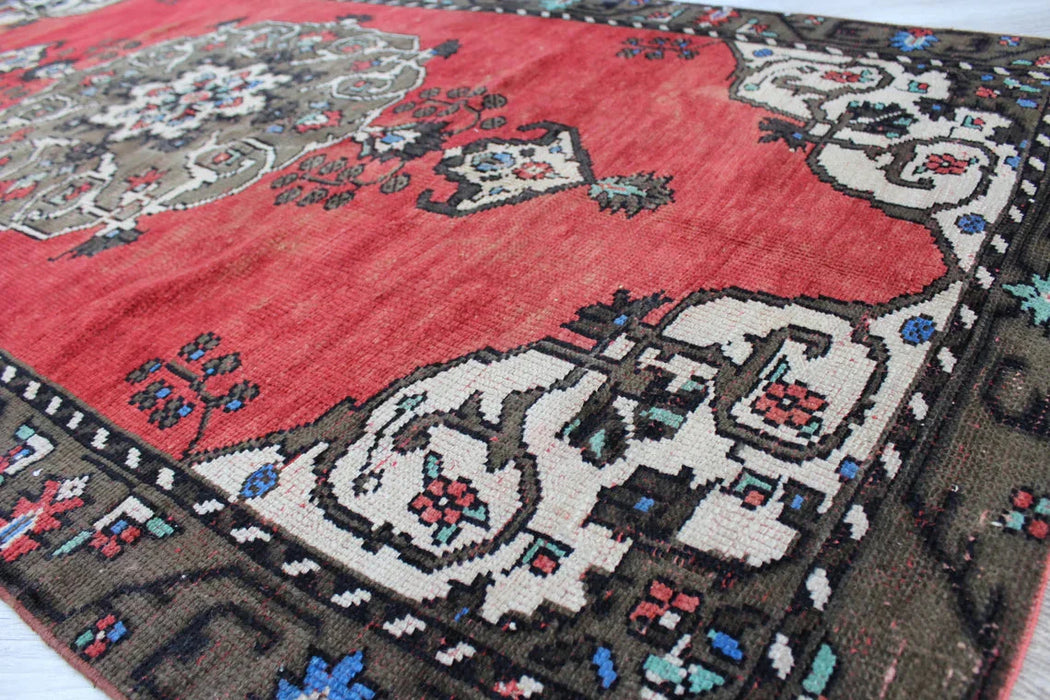 Hand-Knotted Vintage Turkish Rug 119cm x 243cm