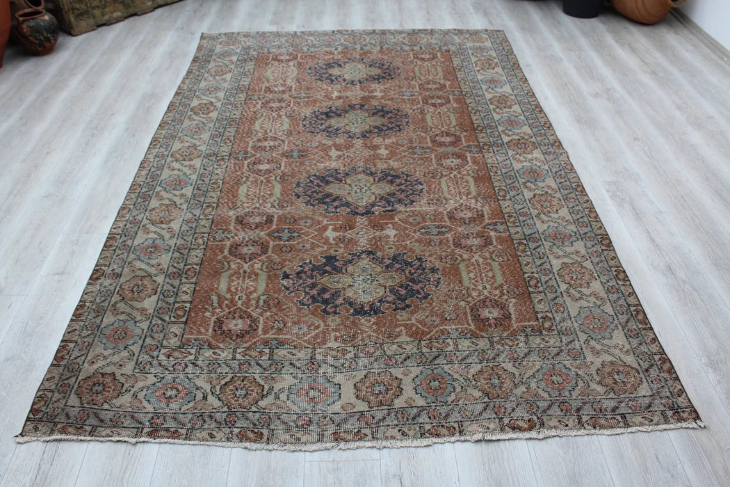 Hand-Knotted Vintage Turkish Rug 185cm x 291cm
