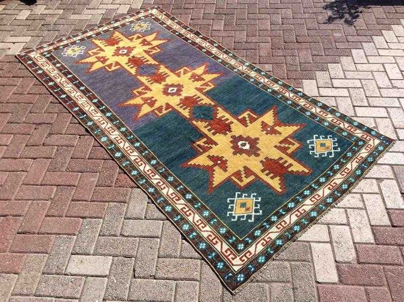 Hand Knotted Vintage Turkish Wool Rug 251cm x 130cm
