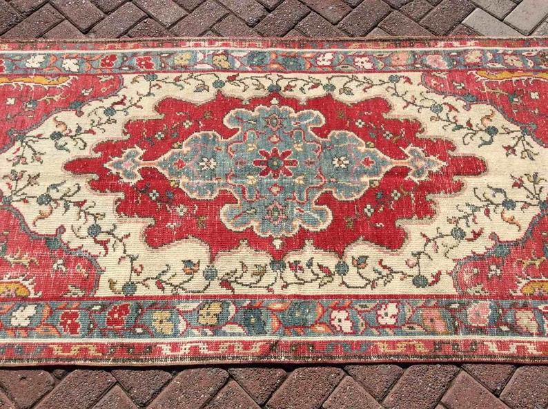 Hand Knotted Vintage Wool Rug 240cm x 104cm from Turkey