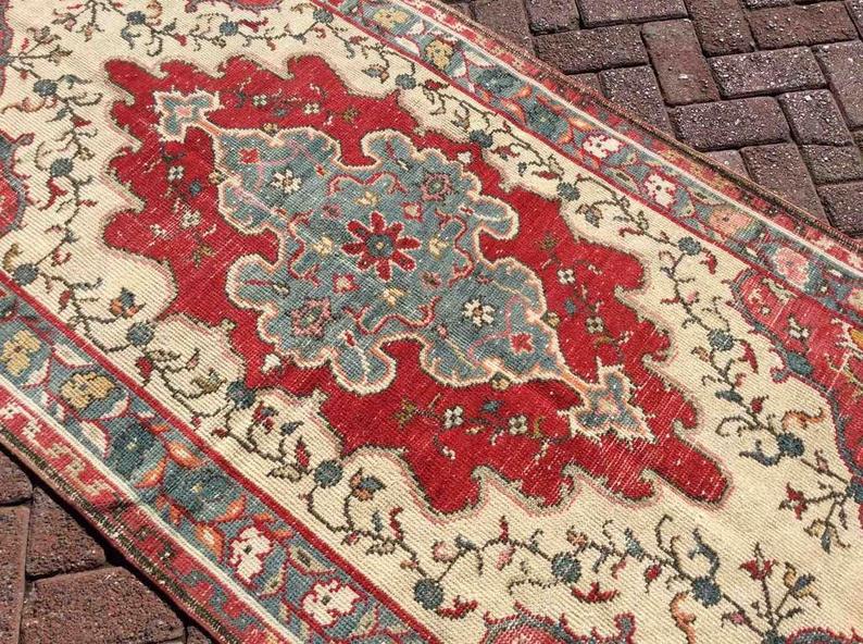 Hand Knotted Vintage Wool Rug 240cm x 104cm from Turkey