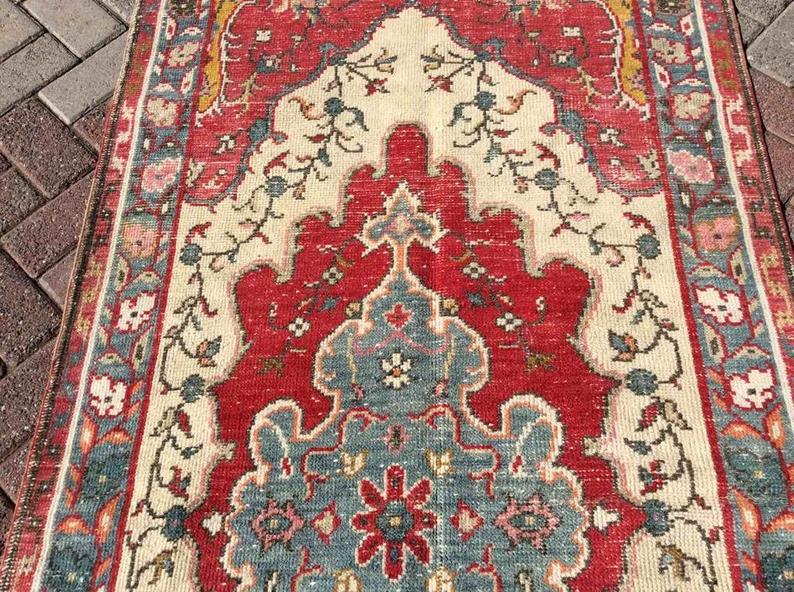 Hand Knotted Vintage Wool Rug 240cm x 104cm from Turkey