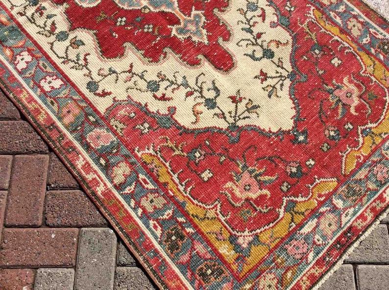 Hand Knotted Vintage Wool Rug 240cm x 104cm from Turkey