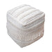 Hand Knotted Wool Cotton Pouf in Ivory Color