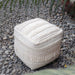 Hand Knotted Wool Cotton Pouf in Ivory Color