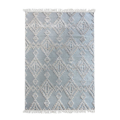 Hand Knotted Wool Rug in Duck Egg Color for Living Room