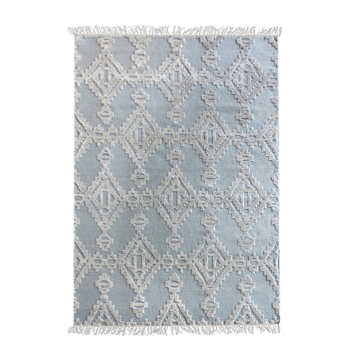 Hand Knotted Wool Rug in Duck Egg Color for Living Room