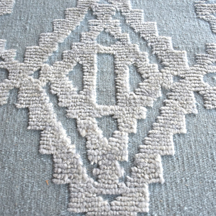 Hand Knotted Wool Rug in Duck Egg Color for Living Room