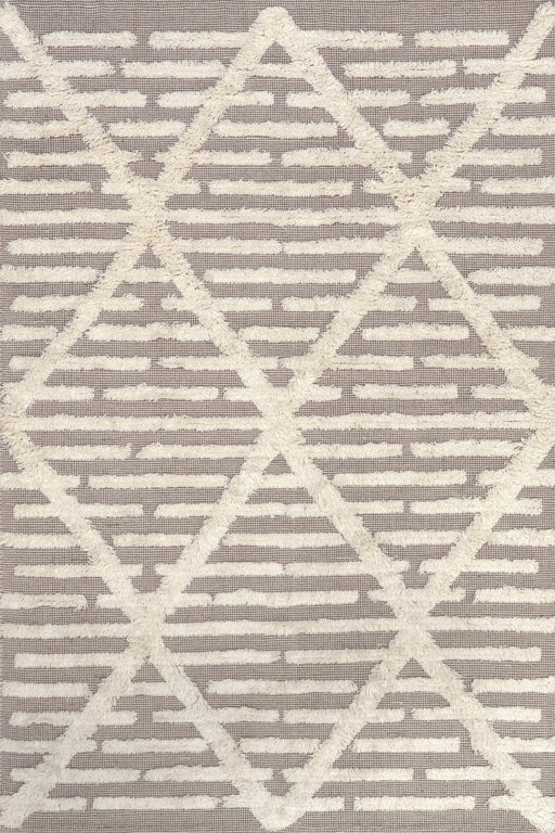 Hand-Tufted Beige Cotton Wool Area Rug