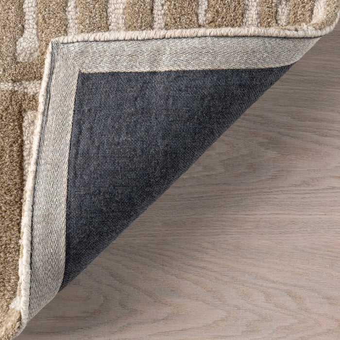 Hand-Tufted Geometric Wool Area Rug 160x230 cm Ivory