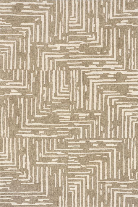 Hand-Tufted Geometric Wool Area Rug 160x230 cm Ivory