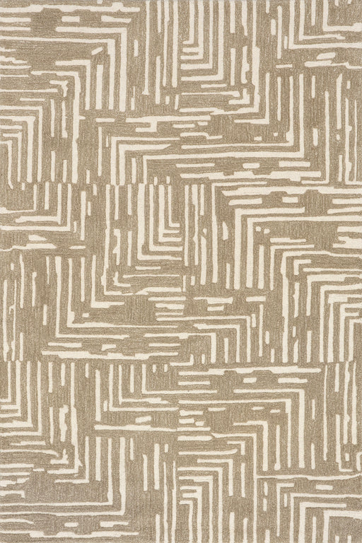 Hand-Tufted Geometric Wool Area Rug 160x230 cm Ivory