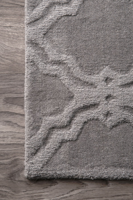 Hand-Tufted Wool Geometric Rug in Grey