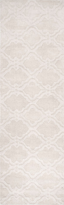 Hand-Tufted Wool Trellis Rug 160x230 cm Cream
