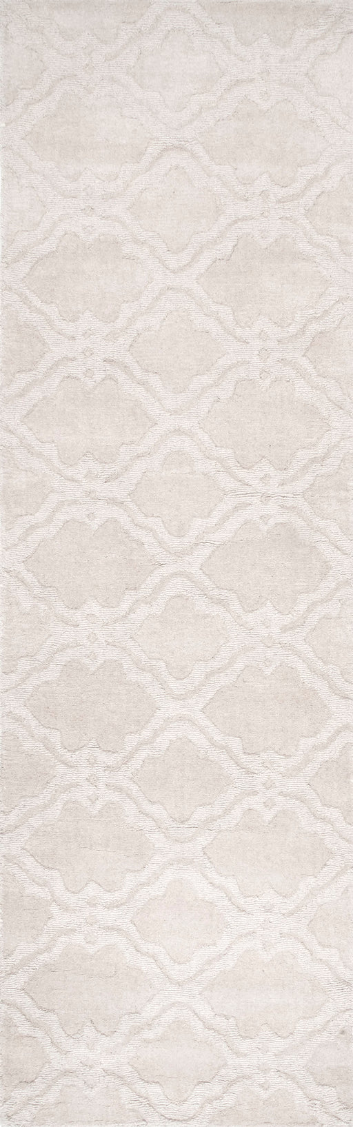 Hand-Tufted Wool Trellis Rug 160x230 cm Cream