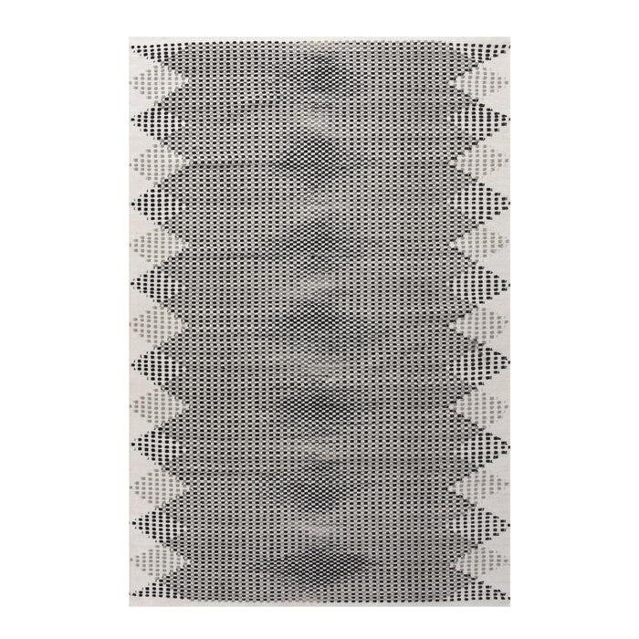 Hand Woven Black And White Wool Area Rug