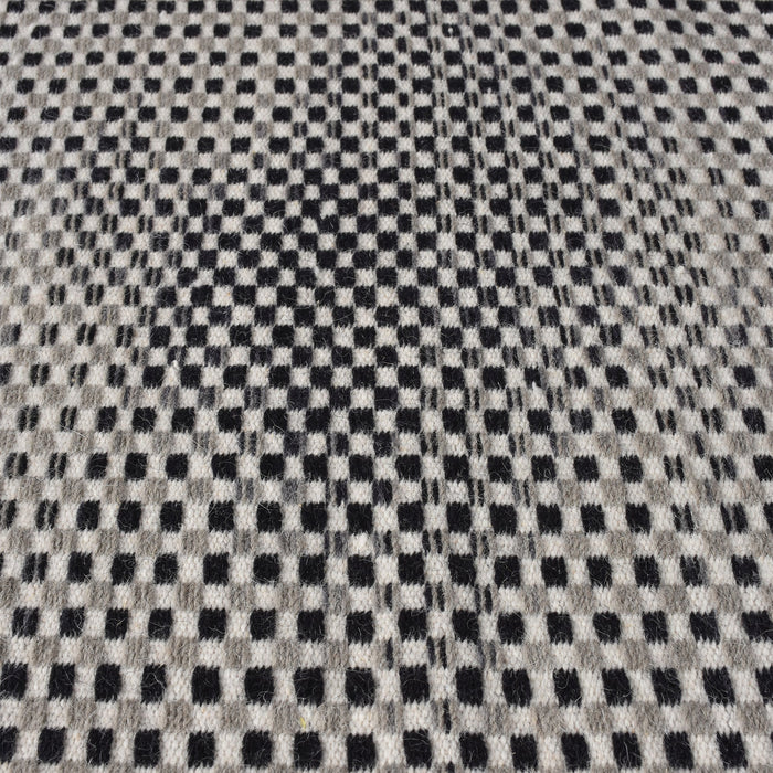 Hand Woven Black And White Wool Area Rug