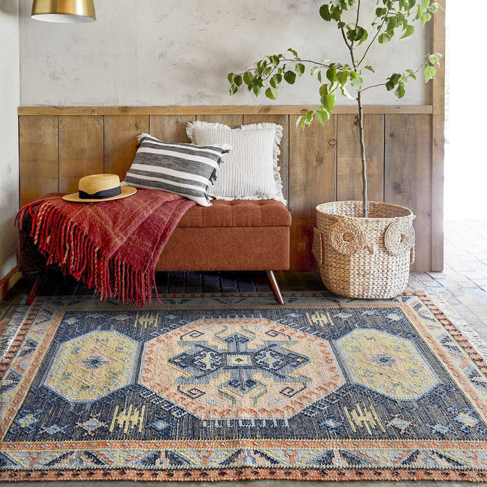 Hand Woven Bunbury Rug in Wool and Hemp Multi Colors