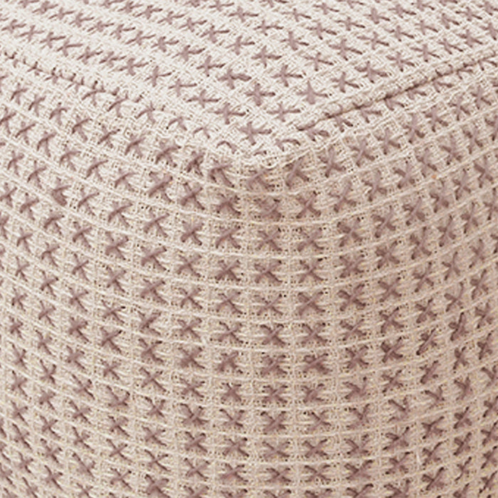 Hand Woven Cotton Hemp Pouf With Cross Stitch Design