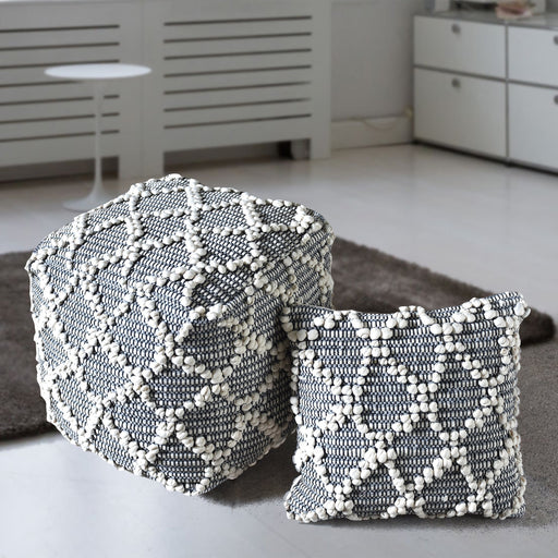 Hand Woven Cotton Pouf Natural Fiber Foot Rest and Coffee Table