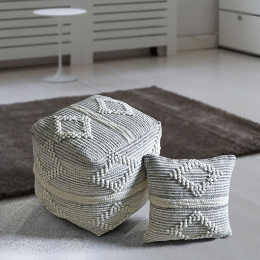 Hand-Woven Felt Wool Cotton Pouf for Home Decor