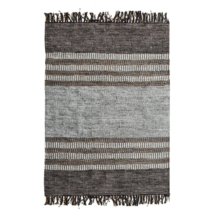 Hand Woven Hemp And Leather Rug For High Traffic Areas