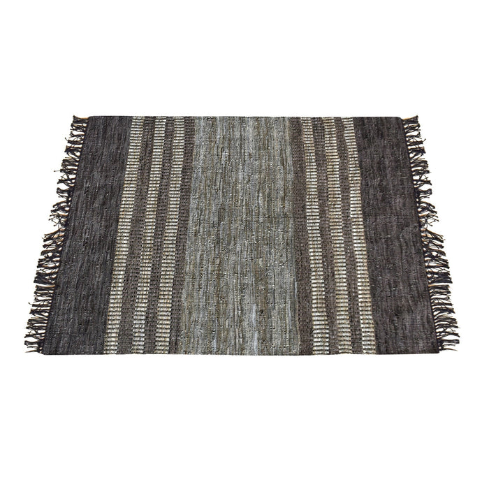 Hand Woven Hemp And Leather Rug For High Traffic Areas