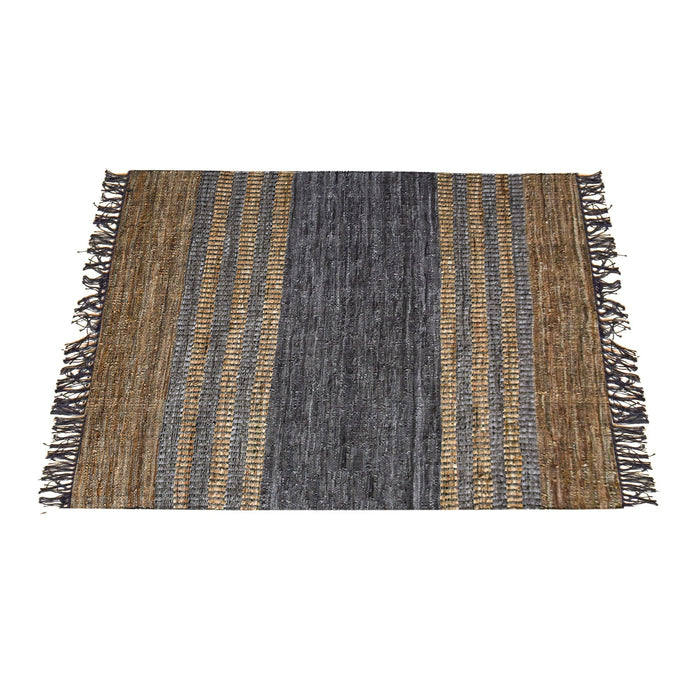 Hand Woven Hemp And Leather Rug For High Traffic Areas