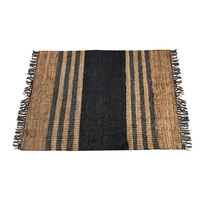 Hand Woven Hemp And Leather Rug For High Traffic Areas