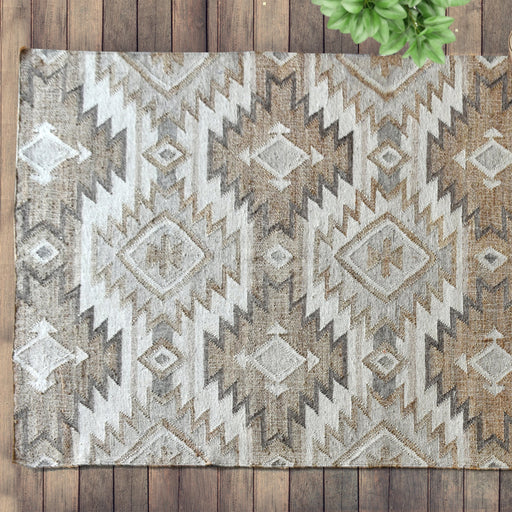 Hand-Woven Hemp And Wool Bazzle Rug With Tribal Pattern