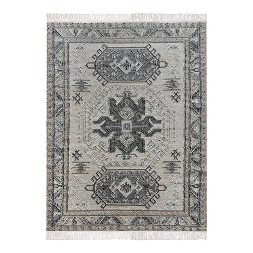 Hand-Woven Hemp And Wool CULION Rug With Medallion Design