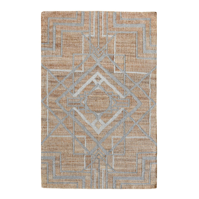 Hand-Woven Hemp And Wool Geometric Print Area Rug