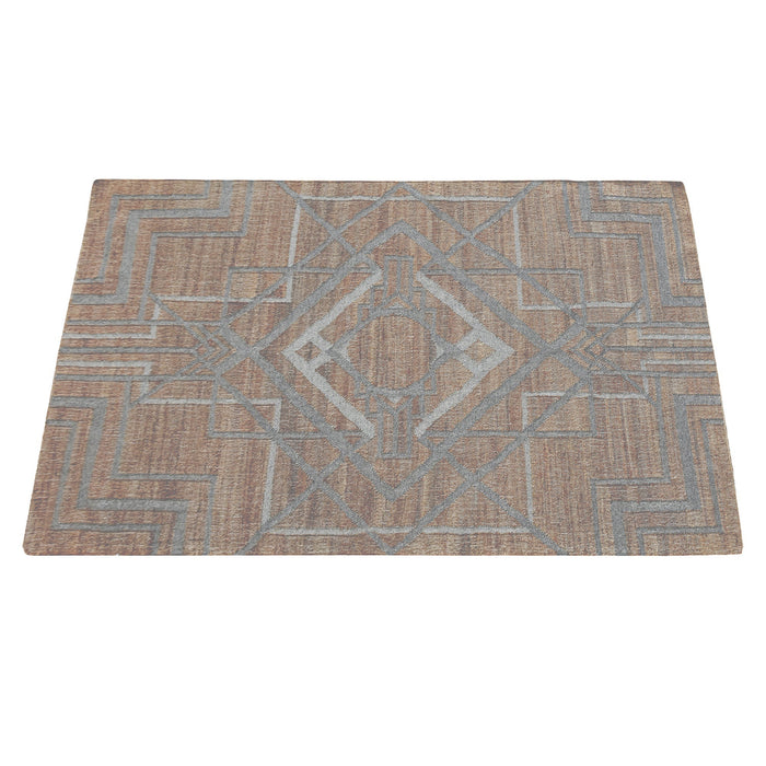 Hand-Woven Hemp And Wool Geometric Print Area Rug