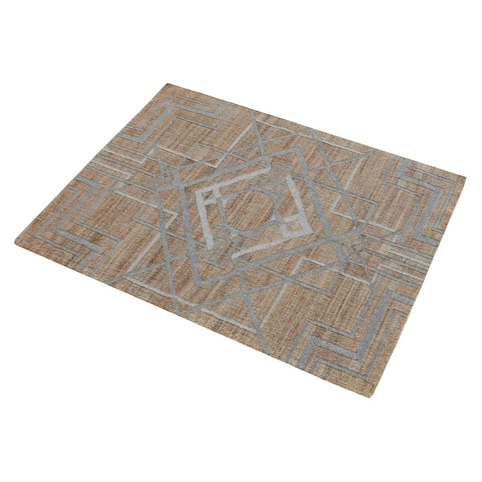 Hand-Woven Hemp And Wool Geometric Print Area Rug