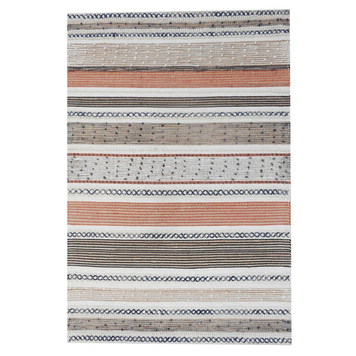 Hand-Woven Hemp And Wool Striped Rug For Indoor Outdoor Use