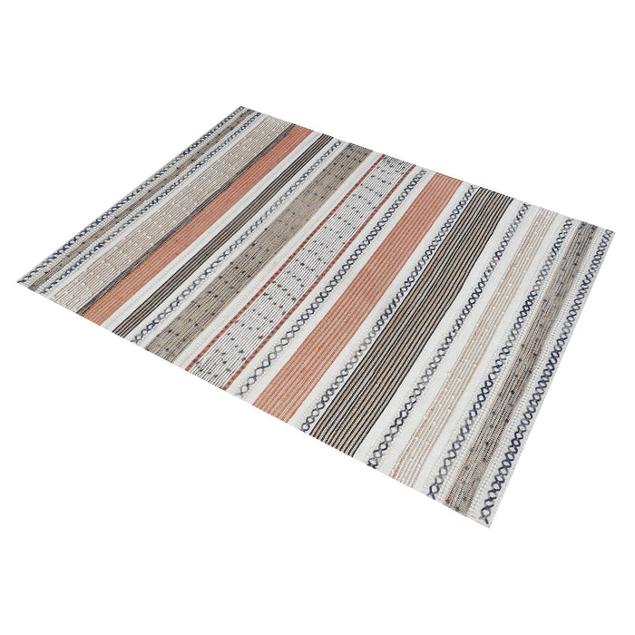 Hand-Woven Hemp And Wool Striped Rug For Indoor Outdoor Use