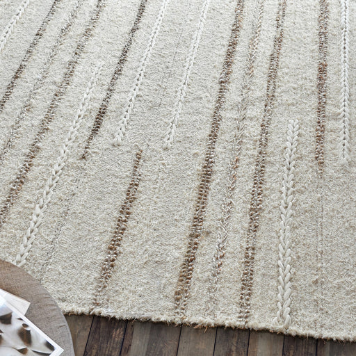 Hand-Woven Hemp Cotton Rug with Unique Textured Stripes