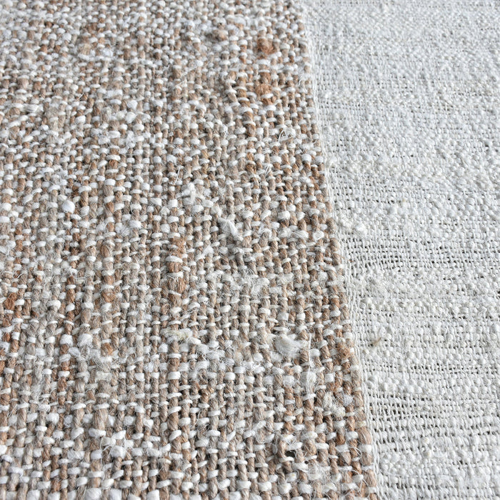 Hand Woven Hemp Rug In Ivory And Natural Colors