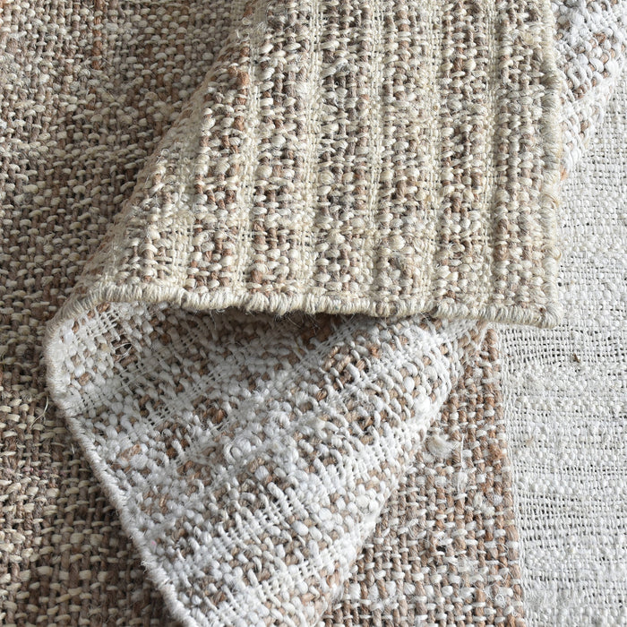 Hand Woven Hemp Rug In Ivory And Natural Colors