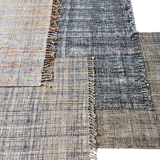 Hand Woven Hemp Wool Viscose Striped Area Rug