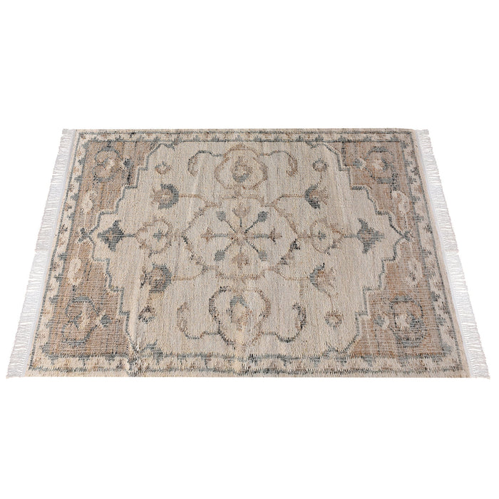 Hand-Woven Hemp and Wool Floral Texture Rug