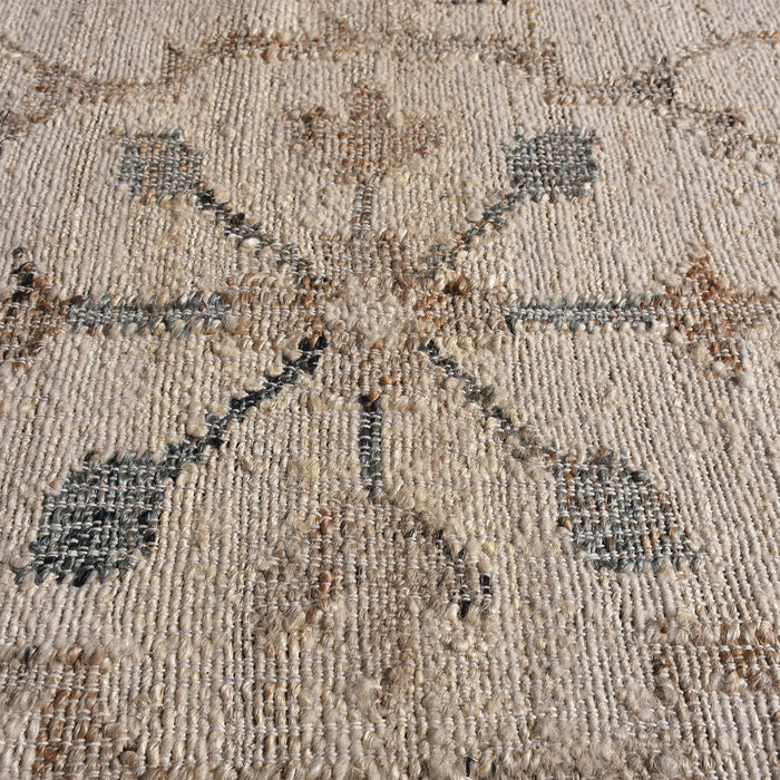 Hand-Woven Hemp and Wool Floral Texture Rug