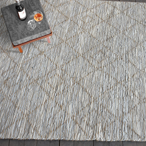 Hand Woven Leather And Hemp Rug For Rustic Interiors