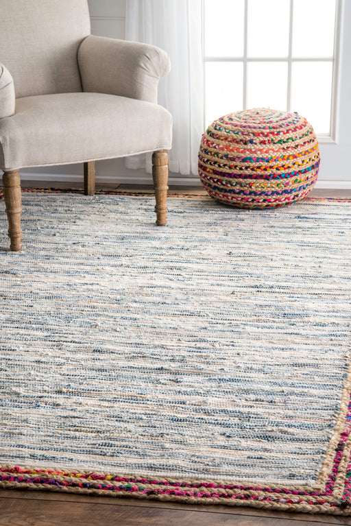 Hand-Woven Light Blue Braided Rag Rug 75x120 cm