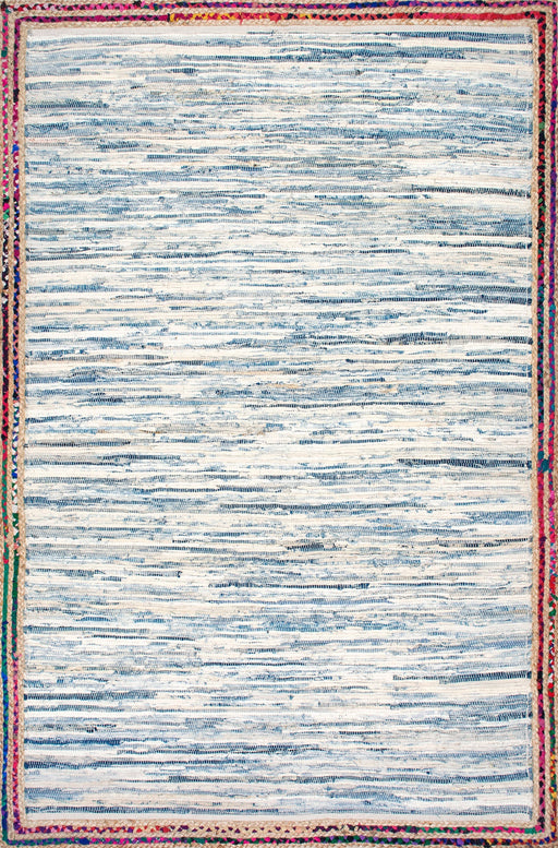 Hand-Woven Light Blue Braided Rag Rug 75x120 cm