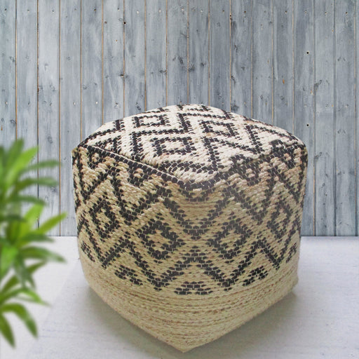 Hand-Woven Wool And Hemp Pouf For Trendy Interiors