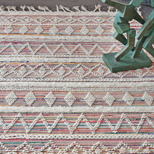 Hand Woven Wool And Recycled Fabric Geometric Rug