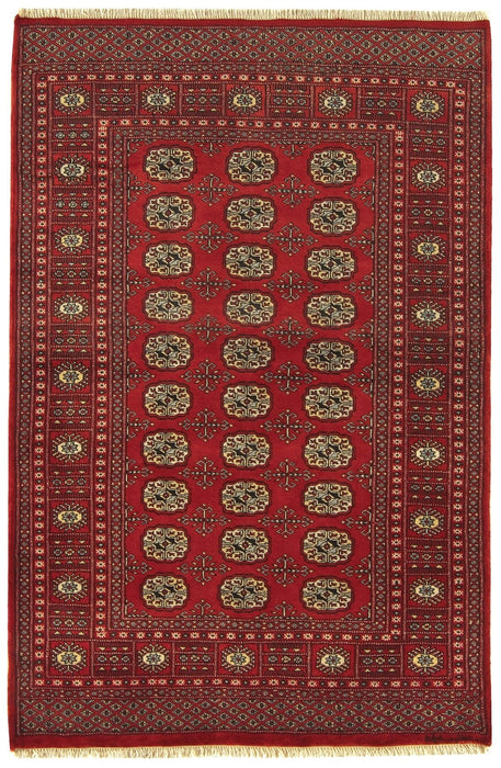 Hand-knotted Bokhara Red Rug