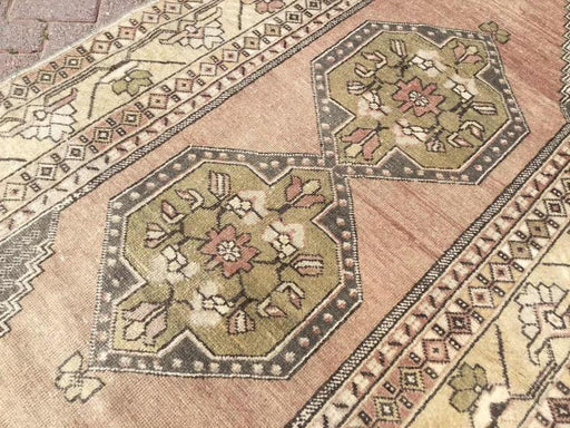 Handknotted Pastel Rug 258 cm x 124 cm Vintage Turkish Design