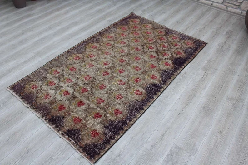 Handmade Antique Turkish Oushak Rug 214cm x 127cm